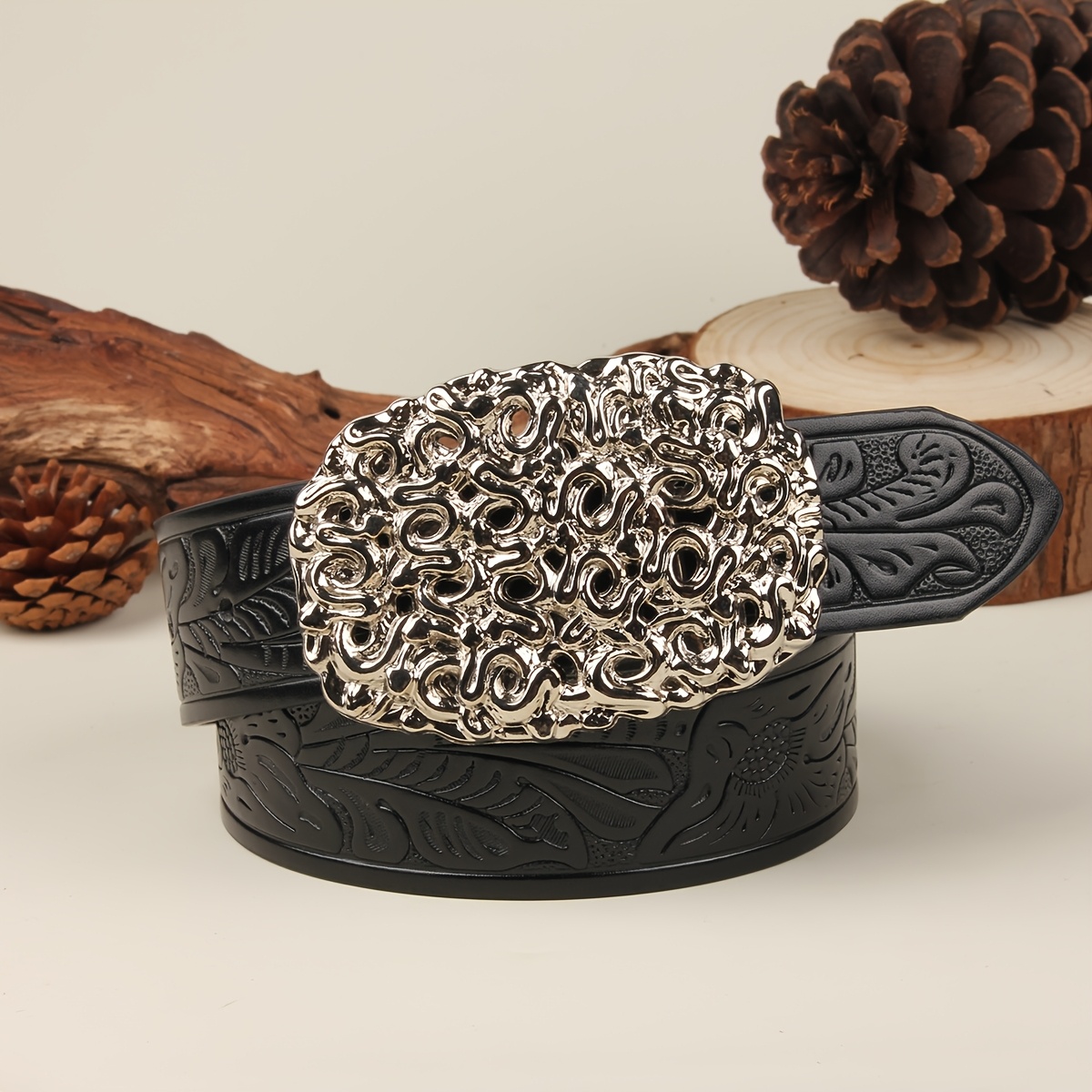 Fashionable Snake Hollow Out Belt with Silvery Buckle 3.7cm Wide